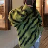 Tricots féminins Apipee Green Stripe Crochet Tricot Cardigan Pull Femme Femme Oversize Mabet 2024 AUTUMNE Fashion Lady Streetwear