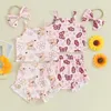 Clothing Sets Born Toddler Baby Girls Summer Sleeveless Floral Butterfly Print Camisole Ruffle Shorts Headband