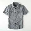 Chemises en coton pour hommes, décontractées, boutonnées, manches courtes, hauts d'été multi-poches, grande taille s m l xl xxl 14Y5