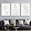 Женское тело, рисунок одной линии, холст, картина, абстрактная женская фигура, художественные принты, скандинавский минималистичный постер, декор для спальни, Painting253t