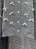 Malhas femininas ucxq o-pescoço único breasted três dimensões arco de malha camisola jaquetas para mulher cardigan malhas 2024 primavera inverno 23a6601