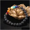 Kralen Zeven Chakra Armband Strengen Natuursteen 8Mm Lava-Rock Yoga Armbanden 100 stks/partij Drop Levering Sieraden Otenr