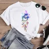 女性のTシャツの女性ファッション恐竜かわいい90年代トレンド漫画短い夏の夏OネックシャツプリントTシャツFEグラフィックTトップティーTシャツL24312