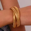 EBbelle Stainless Steel PVD Gold Plated Mixed 3 Layers Wrapped Bracelets Bangles For Women Elastic Chain Bangle 240307