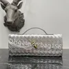 10A Atualização Espelho Qualidade Long Clutch Intrecciato Andiamo Bolsas Mulheres Artesanato Bolsas Luxurys Bolsas De Couro Genuíno Bolsa De Noite Negra Com Alça