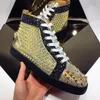 Casual Shoes Fashion Designer Men's Silver High Top With Rivet Embellishments And Rhinestone Accents For Nightclub