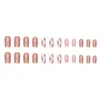 Faux ongles 24pcs rose brillant faux coeur d'amour doux artificiel français cercueil ballet manucure presse sur les pointes d'ongles en gros