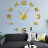 Orologio da parete gigante fai-da-te da corsa di cavalli Cavalli da corsa che cavalcano Silhouette Decorazione di arte della parete Orologio da parete effetto specchio senza cornice Regalo per fantino X204A