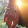 Link Bracelets Boho Double Layer Palm Finger Chain Ladies Layered Fringe Bracelet Jewelry