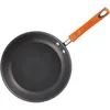 Cookware Sets Brights Hard-Anodized Aluminum Nonstick Set With Glass Lids 10-Piece Pot And Pan Gray Orange Handles