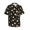 Chemises décontractées pour hommes Chemise de soleil céleste rétro Moon Gold Black Print Classic Hawaiian Man Beach Confortable Blouses surdimensionnées personnalisées