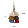 Keychains 2 Pack Colorful Boho Pom Tassel Bag Charm Keychain Handgjorda bil Key Chain Ring Pendant för handväska handväska dekor