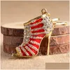 Porte-clés Longes Cristal Chaussures À Talons Hauts Porte-clés Porte-clés Chaussure Mousqueton Sac À Main Accroche Femmes Porte-clés En Métal Bijoux Drop Ship 1 Dh5Dw