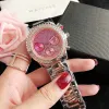 2024 Brand Watches Women Girl Diamond Crystal 3 Dials Style Metal Steel Band Quartz Wrist Watch GS 44