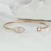 Charm Bracelets Female Open Adjustable Bracelet Gold Color Small Crystal Leaf for Women Bridal Wedding Party Bangles Jewelry