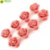 8st Pink Ceramic Vintage Floral Rose Door Knobs Handmade Rose Handtag Ceramics Kitchen Door Cabinet Draw Pulls329R