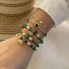 Bracciale di design pisello pietra verde con perline gioielli artigianali B477