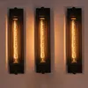 Modern industrial style design black iron wall lamp American Loft paint restaurant decoration LED E27 light tube warm light 220V254S