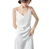 Casual Dresses 2024 Summer Chic Elegant For Women V Neck Backless Strap Satin Birthday Party Maxi Beach Sundress Robe Vestido