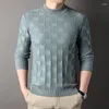 Men's Sweaters High End Square Plaid Jacquard Round Neck Sweater 2024 Autumn/winter Fashionable Luxury Elastic Warm Knitted Pullover