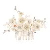 Klipsy do włosów kwiaty grzebice białe ceramika kwiatowe spinki do włosów boczne honcerny perłowe kryształowe biżuterię do akcesoriów ślubnych panny młodej