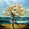 Salvador Dali Man and Ship in the Ocean Paintings Art Film Print Silk Affisch Home Wall Decor 60x90cm228h