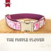 MUTTCO retailing personalized particular dog collar THE PURPLE FLOWER creative style dog collars and leashes 5 sizes UDC049298c