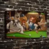 プールビリヤードを演奏する犬油絵HDキャンバスプリントホームデコレーションリビングルームベッドルームウォール写真アートペインティングノーフレーム201U