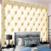 Elegant sovrum 3D väggmålning Moderna klassiska bakgrundsbilder utsökta gränsblommor inre bakgrund väggdekoration wallcover224l