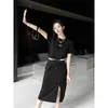 designer P Family 23 SpringSummer New Triangle Decorative Top+Drawstring Skirt Air Layer Fabric Set RZT6