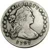 США 1797 года, доллар с драпированным бюстом, маленький орел, посеребренная копия монет, металлические штампы, завод по производству 229J
