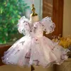 2024 Robes de fille de fleur pour les mariages enfants Bow Design fée princesse robe de bal enfants fête d'anniversaire vêtements bébé baptême 240306