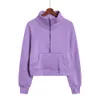 Viewlulu Hatless Half Zipper Scuba Plush Sweater Coat Fleece hoodie Yoga Outdoor Sport jacket