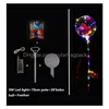 Autres fournitures de fête festive 24 pouces hélium transparent LED ballon clignotant Bobo avec autocollants plumes de dessin animé paillettes pour Festiv Dhpwy