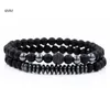 Hiphop luxe noir zircone Bracelet concepteur naturel lave oeil de tigre pierre Bracelet perle bijoux cadeau