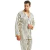 Herren-Pyjama-Set aus Seidensatin, Pyjama-Set, PJS-Nachtwäsche, Loungewear, S ~ 4XL, gestreift, 240227