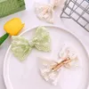 Hair Accessories 2024 Summer French Children's Cute Beautiful Embroidery Mesh Lace Bow Hairpin Fashion Sweet Girl Princess