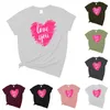 Dames T-shirts Love You Casual Ronde Hals Blouse Valentijnsdag Gedrukt T-shirt Met Korte Mouwen Trending Paar Tees 2024