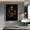 Oro Donna Nera Pittura su tela Arte africana Donna Poster Dipinti moderni per soggiorno Immagini a parete Decorazione della casa Cuadro245I