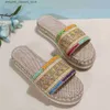 Slippers designer slides Ethnic Style Large Size Womens mules mule Thick Bottom Fish Mouth Hemp Rope Candy Color Manufacturer Wholesale 35-43 Q240312