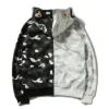 Nieuw A Bathing Ape-BAP X Neighborhood Split Camo Shark Skull-hoodie met volledige ritssluiting