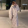 女性のトレンチコート冬の厚くなったコットンコート2024韓国韓国の羊毛襟のパーカー長