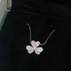 V Necklace S925 Lucky Grass Full Diamond Clover Collar Chain Instagram Trendy Luxury Small and Popular Pendant Halsband Summer Verathile Gift for Girlfriend666