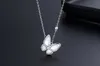 V Necklace High version s925 Silver Fan Family Butterfly White Fritillaria Necklace Korean Version Simple Fairy Clavicle Chain Pendant Special Live Broadcast