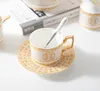 Tasse à thé parfumée série mosaïque, rétro, abordable, ensemble de tasses de luxe en porcelaine, décoration de salle d'échantillon, tasse à café à poignée dorée