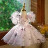 2024 Robes de fille de fleur pour les mariages enfants Bow Design fée princesse robe de bal enfants fête d'anniversaire vêtements bébé baptême 240306