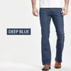 Jeans coupe botte pour hommes légèrement évasés coupe ajustée bleu noir pantalon de créateur classique pantalon en denim extensible pour hommes 240321
