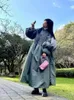 Kadın Trençkotları Sonbahar/Kış Retro Eşsiz Uzun Piled Ceket Düzensiz Niş Tasarım Gevşek Fener Kollu Pamuk Ceket