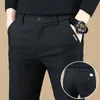 Herbst Winter Herren Casual Hosen Business Gerade Dicke Stretch Hose Männlich Marke Kleidung Grün Schwarz Grau 240314