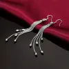 Högkvalitativ Pretty Tassel Oval Bead 14K Vittguldörhängen för kvinnor Fashion Designer Party Wedding Jewelry Lady Gifts